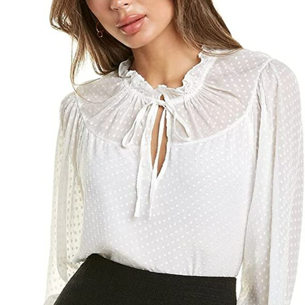 REBECCA TAYLOR La Chemise Women's Long Sleeve Satin Blouse - Ivory